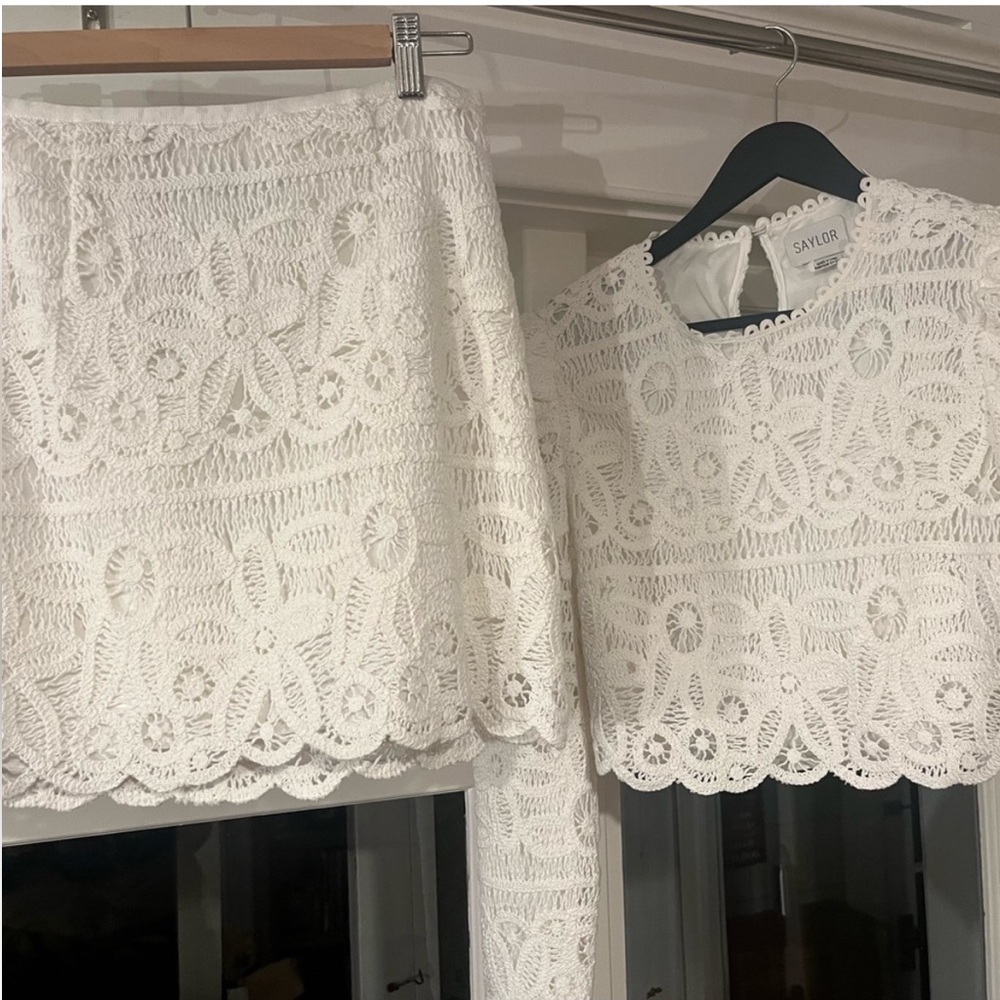 Saylor Bernie Cropped Crochet Lace Top & Mini Skirt - Picture 2 of 5